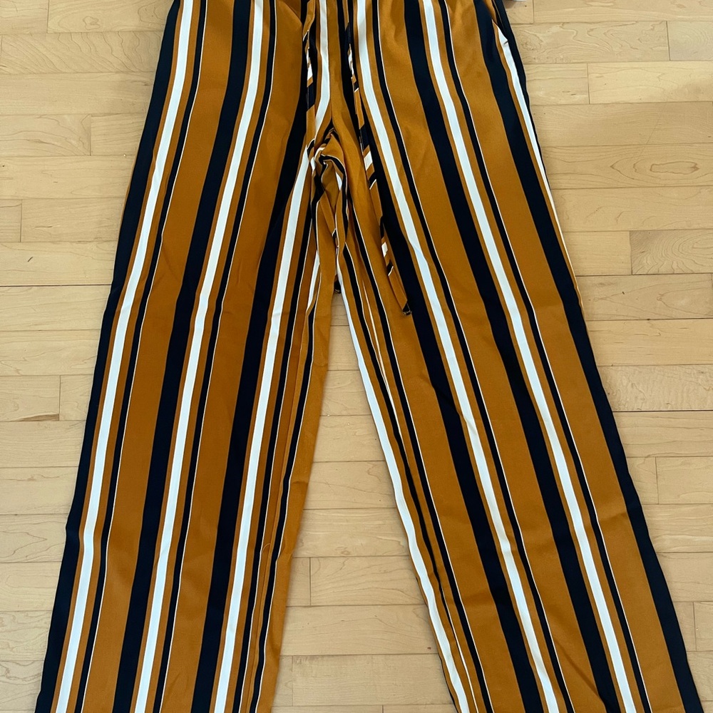 Carolina Belle Mustard and Navy Striped Pants